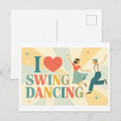 "Ich [Herz] Swingtanzen" Postkarte (Vorne/Hinten)