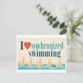 "Ich [Herz] Synchron-Schwimmen" Postkarte (Stehend Vorderseite)