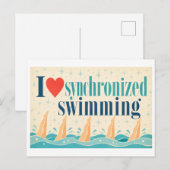 "Ich [Herz] Synchron-Schwimmen" Postkarte (Vorne/Hinten)