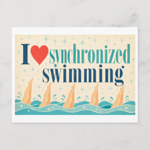 "Ich [Herz] Synchron-Schwimmen" Postkarte