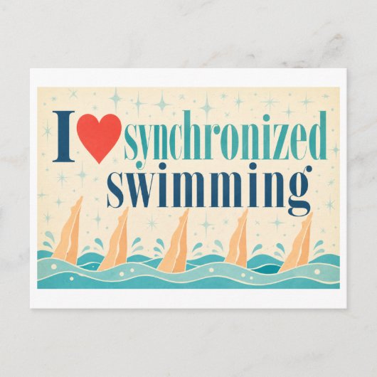 "Ich [Herz] Synchron-Schwimmen" Postkarte (Vorderseite)