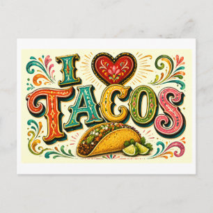 Ich [Herz] Tacos Postkarte