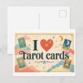 "Ich [Herz] Tarot Karten" Postkarte (Vorne/Hinten)