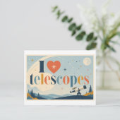 "Ich [Herz] Teleskope" Postkarte (Stehend Vorderseite)
