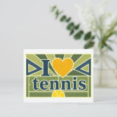 "Ich [Herz] Tennis" Postkarte (Stehend Vorderseite)