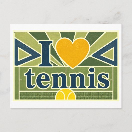 "Ich [Herz] Tennis" Postkarte (Vorderseite)