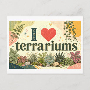 "Ich [Herz] Terrarien" Postkarte
