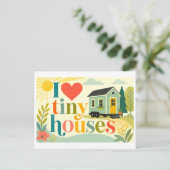 "Ich [Herz] Tiny Houses" Postkarte (Stehend Vorderseite)