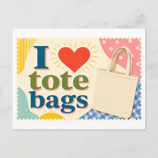 "Ich [Herz] Tragetaschen" Postkarte (Vorderseite)