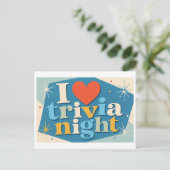 "Ich [Herz] Trivia-Abend" Postkarte (Stehend Vorderseite)