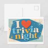 "Ich [Herz] Trivia-Abend" Postkarte (Vorne/Hinten)