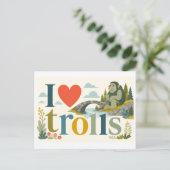 "Ich [Herz] Trolle" Postkarte (Stehend Vorderseite)