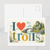 "Ich [Herz] Trolle" Postkarte (Vorne/Hinten)