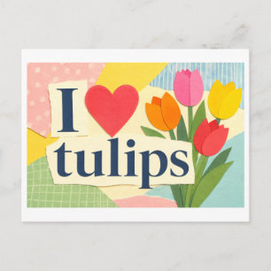 "Ich [Herz] Tulpen" Postkarte