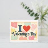 "Ich [Herz] Valentinstag" Postkarte (Stehend Vorderseite)