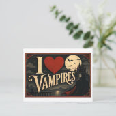 "Ich [Herz] Vampire" Postkarte (Stehend Vorderseite)