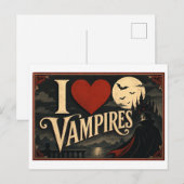 "Ich [Herz] Vampire" Postkarte (Vorne/Hinten)
