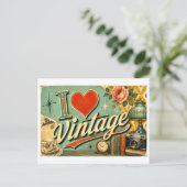 "Ich [Herz] Vintage" Postkarte (Stehend Vorderseite)