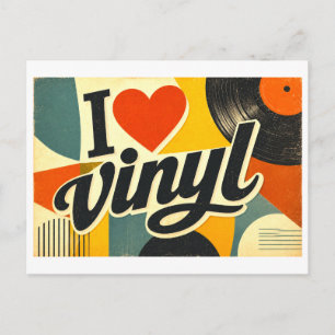 Ich [Herz] Vinyl Postkarte