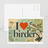 "Ich [Herz] Vogelbeobachter" Postkarte (Vorne/Hinten)