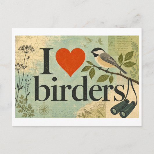 "Ich [Herz] Vogelbeobachter" Postkarte (Vorderseite)