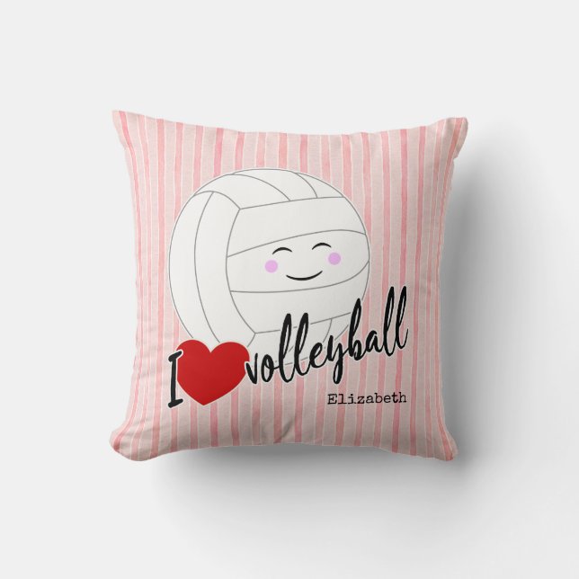 Ich Herz Volleyball glücklich kawaii mädchenhafte  Kissen (Vorderseite)
