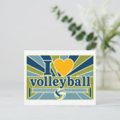 "Ich [Herz] Volleyball" Postkarte (Stehend Vorderseite)