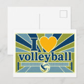"Ich [Herz] Volleyball" Postkarte (Vorne/Hinten)