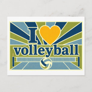 "Ich [Herz] Volleyball" Postkarte