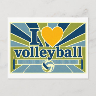 "Ich [Herz] Volleyball" Postkarte