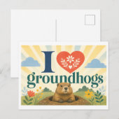 "Ich [Herz] Waldmurmeltiere" Postkarte (Vorne/Hinten)