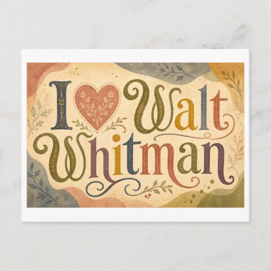 "Ich [Herz] Walt Whitman" Postkarte (Vorderseite)