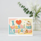 "Ich [Herz] Washi-Klebband" Postkarte (Stehend Vorderseite)