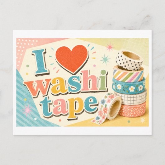 "Ich [Herz] Washi-Klebband" Postkarte (Vorderseite)