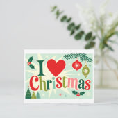 "Ich [Herz] Weihnachten" Postkarte (Stehend Vorderseite)