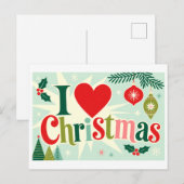 "Ich [Herz] Weihnachten" Postkarte (Vorne/Hinten)