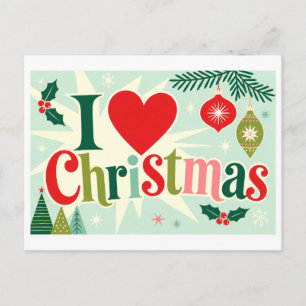 "Ich [Herz] Weihnachten" Postkarte