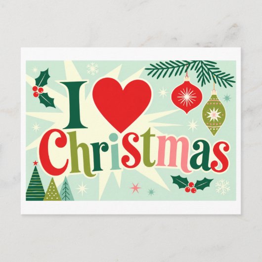 "Ich [Herz] Weihnachten" Postkarte (Vorderseite)