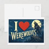 "Ich [Herz] Werwölfe" Postkarte (Vorne/Hinten)