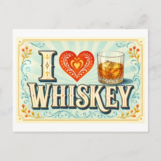 "Ich [Herz] Whisky" Postkarte (Vorderseite)