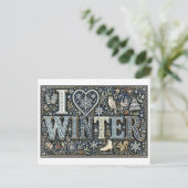 "Ich [Herz] Winter" Postkarte (Stehend Vorderseite)