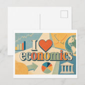 "Ich [Herz] Wirtschaft" Postkarte (Vorne/Hinten)
