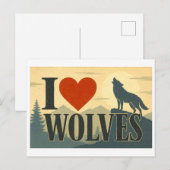 "Ich [Herz] Wölfe" Postkarte (Vorne/Hinten)