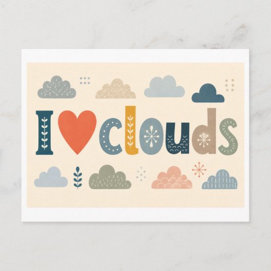 "Ich [Herz] Wolken" Postkarte (Vorderseite)