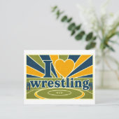 "Ich [Herz] Wrestling" Postkarte (Stehend Vorderseite)