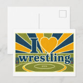 "Ich [Herz] Wrestling" Postkarte (Vorne/Hinten)