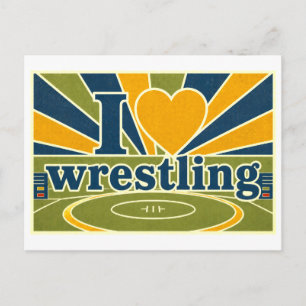 "Ich [Herz] Wrestling" Postkarte