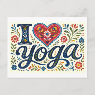Ich [Herz] Yoga Postkarte
