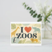 "Ich [Herz] Zoos" Postkarte (Stehend Vorderseite)
