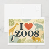 "Ich [Herz] Zoos" Postkarte (Vorne/Hinten)
